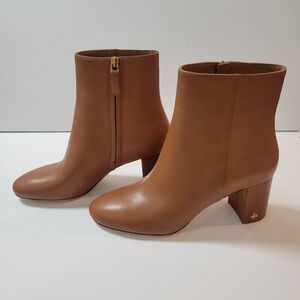 New Tory Burch Zip Up Brooke Calf Leather Bootie Sz 10.5